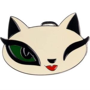 New kitty cat kitten winking enamel belt buckle approximately 3.5" wide